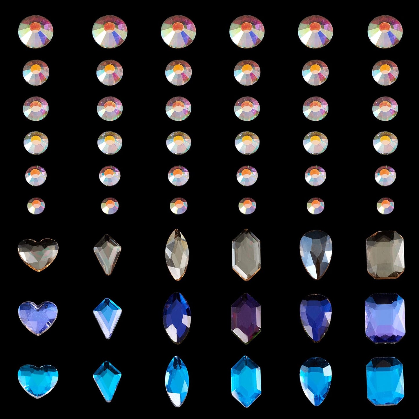 Craftdady 24 Styles K9 Glass Nail Rhinestones Flat Back Teardrop Heart Half Round Nail Charms Small Crystals Nail Gems Bulk for Nail Decorations Wedding Makeup Scrapbook Bouquet