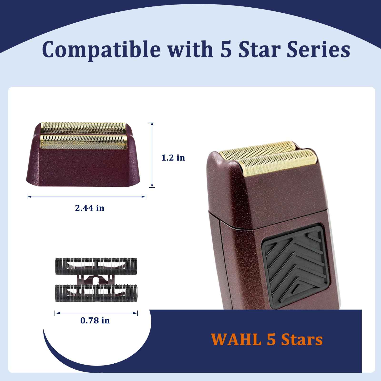 Red Shaver Replacement foil Compatible with W-ahl 5 Star Series Vanish Shaver 7043 (red, 4pack)