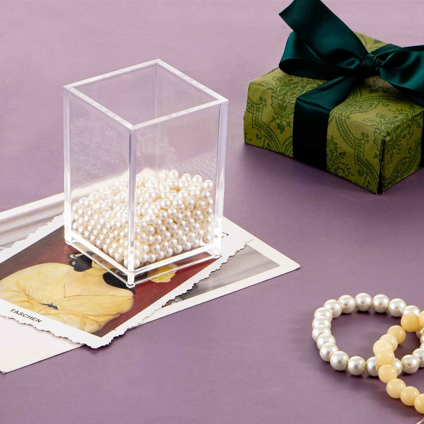 Dayaanee Acrylic Makeup Brush Organizers Countertop, Clear Pencil Holder Transparent Lipstick Holder 2.5x2.5x3.8 Inches Storage Square Cube for Bathroom Jewelry Accessories Pen Holding