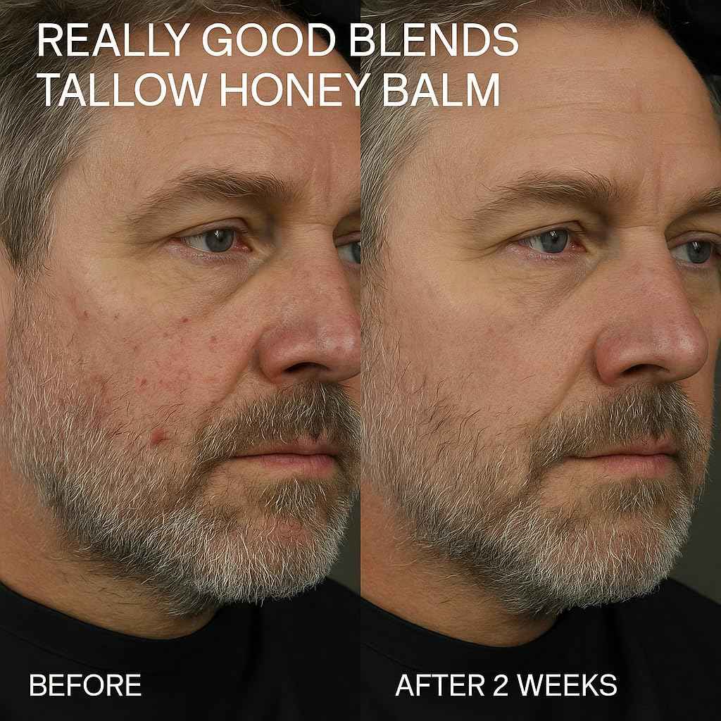 Really Good Blends - Tallow Honey Balm, Organic Body Butter, Grass-Fed Beef Tallow for Skin, Soothing All-Natural Moisturizer for Body and Face | Made in USA - 2 oz (Lavender)