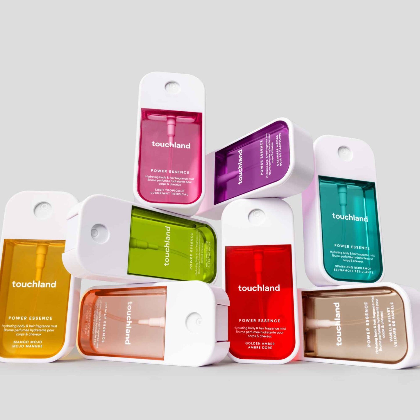 Touchland Power Essence Hydrating Body & Hair Fragrance, SOFT SOLACE DUO (Golden Amber + Cashmere Woods), 2 FL. OZ. Travel Size Body Mist (Set of 2)