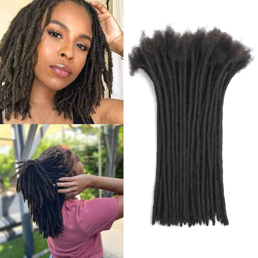 Loc Extensions Human Hair For Men/Women 8 Inch 0.6cm 20strands Width 100% Full Handmade Permanent Dreadlock Extensions Human Hair An Be Dyed Bleached Curled (100% Human Hair,Natural Black)