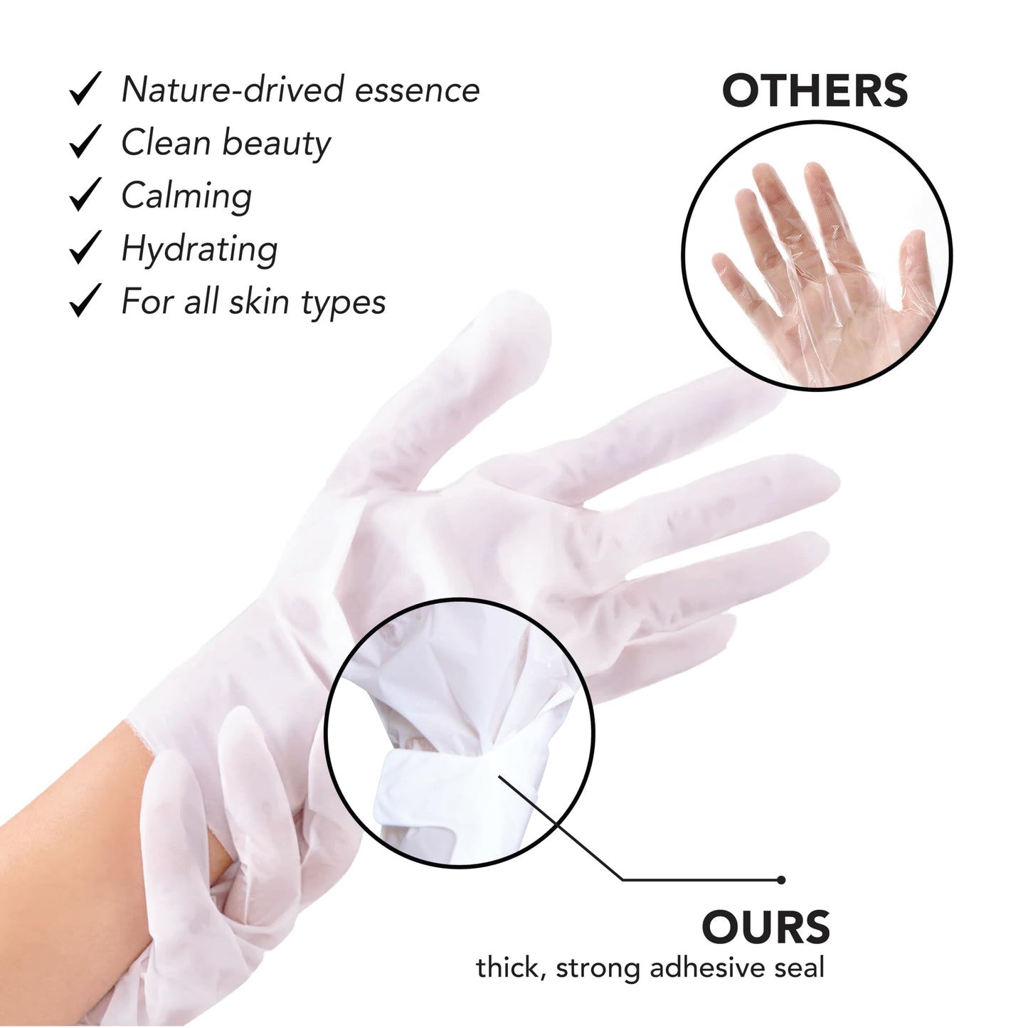 Innerest Original Derma Beauty Hand Mask 6 Pairs Moisturizing Vitamin E Hydrating Hand Mask Set Hand Mask Gloves Hand Repair Gloves Hand Care Hand Rejuvination Soothing Gloves