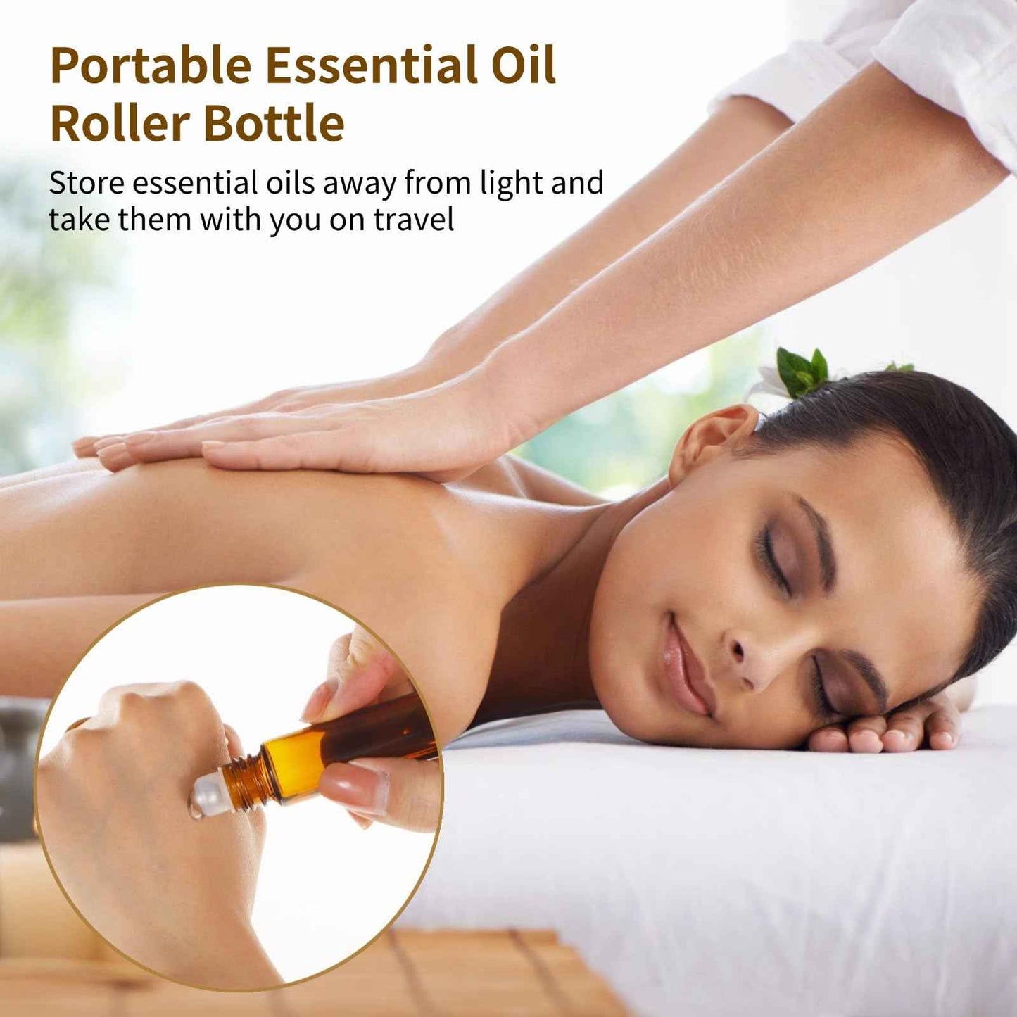 100 PCS 10 ml Amber Roller Bottles for Essential Oils - Empty Brown Glass Bottle, Refillable Roll on, Portable Travel Perfume Leakproof With Stainless Steel Ball