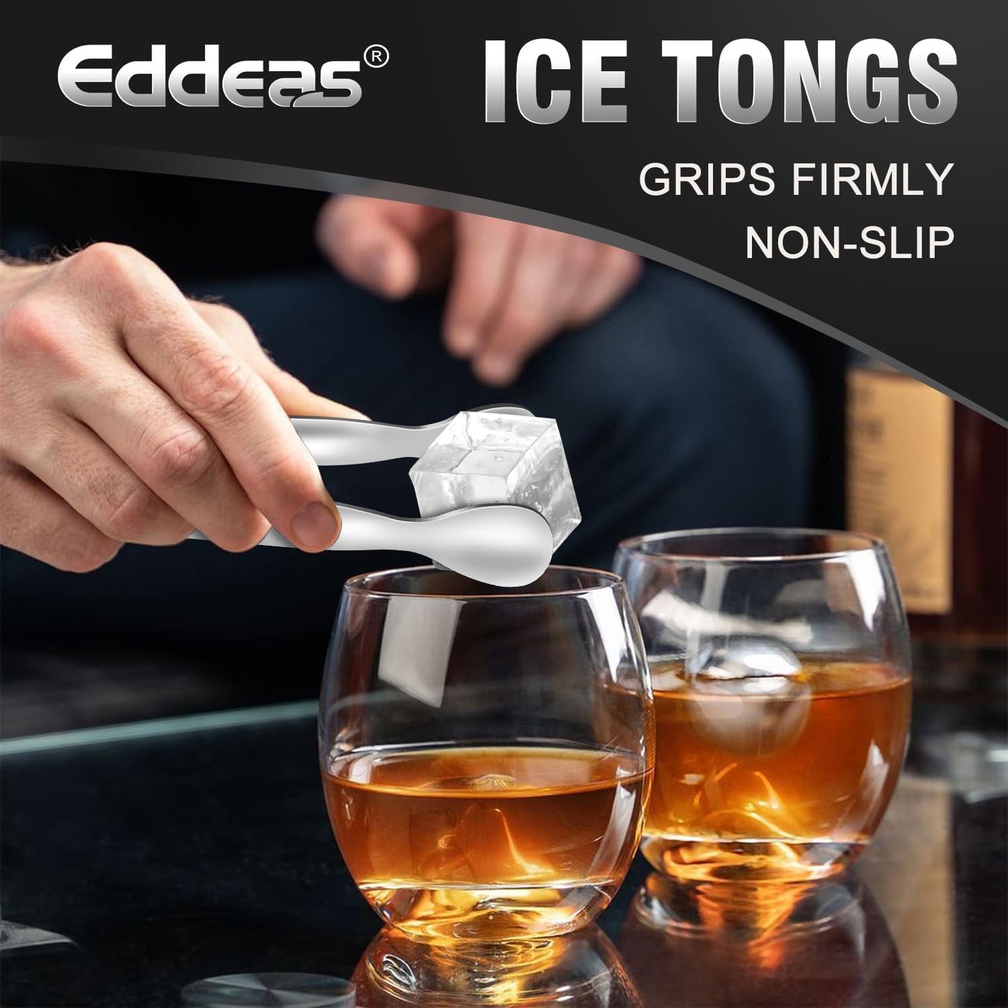 EDDEAS Tongs for Cooking, set of 4 - Includes 7"9''12 inch Kitchen tongs & Mini Ice Tongs 1-Piece, Heat Resistant 600 Degrees Stainless Steel Metal Tongs, for Appetizers, Sugar, Grilling, BBQ