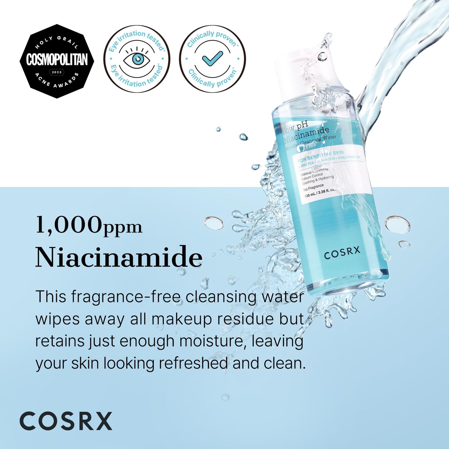 COSRX Low pH Niacinamide Micellar Cleansing Water (3.38fl.oz/100ml)