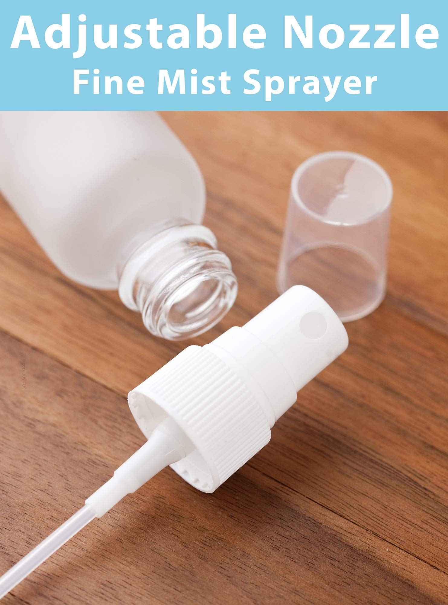 JUVITUS 2 oz Frosted Clear Glass Boston Round Bottle with White Fine Mist Spray (12 Pack)