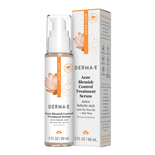 DERMA E Acne Blemish Control Treatment Serum – Active Salicylic Acid Serum for Face – Pore-Cleaning Anti-Blemish and Blackhead Treatment for Blemish-Prone Skin, 2 fl oz