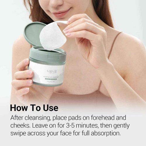 NEAF NEAF Soothing Calm Toner Pad, Daily Gentle Exfoliating & Hydrating Facial Pads for Intense Soothing Care, Heartleaf Extract and CICA for Sensitive Skin Safe, Korean Skincare (60 Pads)
