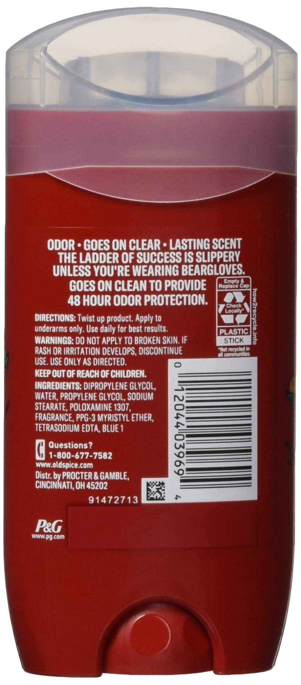 Old Spice Aluminum Free Deodorant for Men with 48 Hour Protection, Bearglove Scent, 3 Oz, Pack Of 3