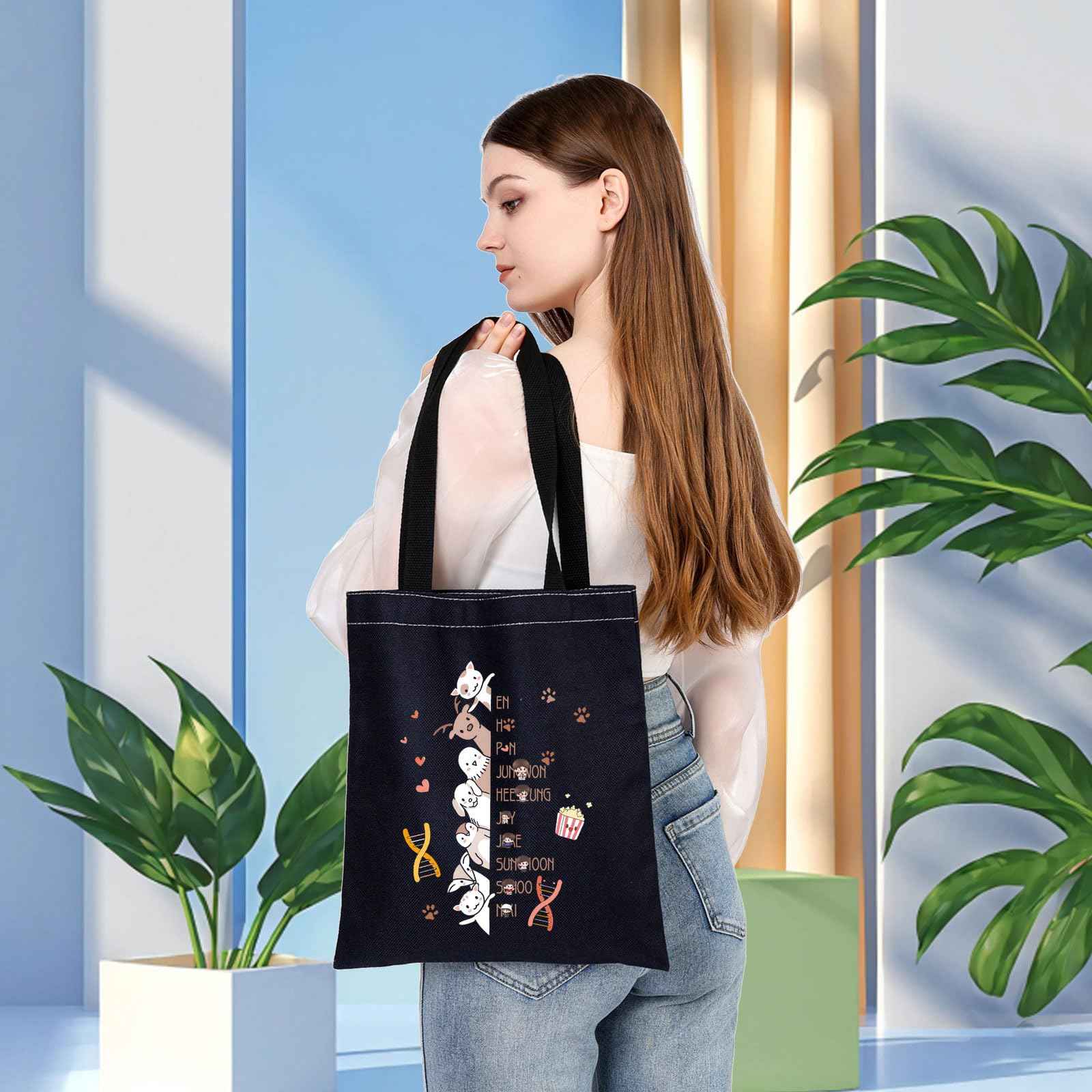 WSNANG Korea Group Gifts New Album Canvas Makeup Bag Gift for Korean Music Fan Lovers Cosmetic Bag Gift Music Merch (E TB)