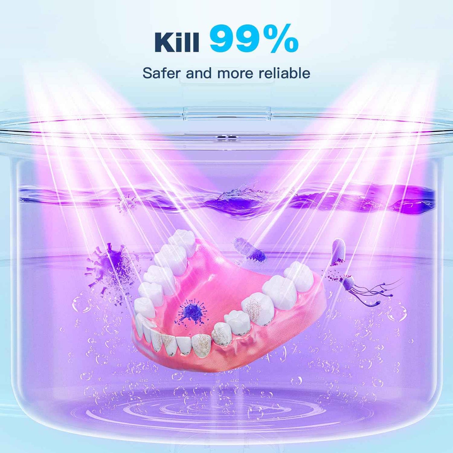 Ultrasonic Retainer Cleaner Machine,45kHz Ultrasonic Cleaner,360°Cleaning for Dentures,Aligner,Mouth Guard,Jewelry,Braces,Toothbrush Heads with 200 ML Dental Cleaning Pod, 3 Modes,Black