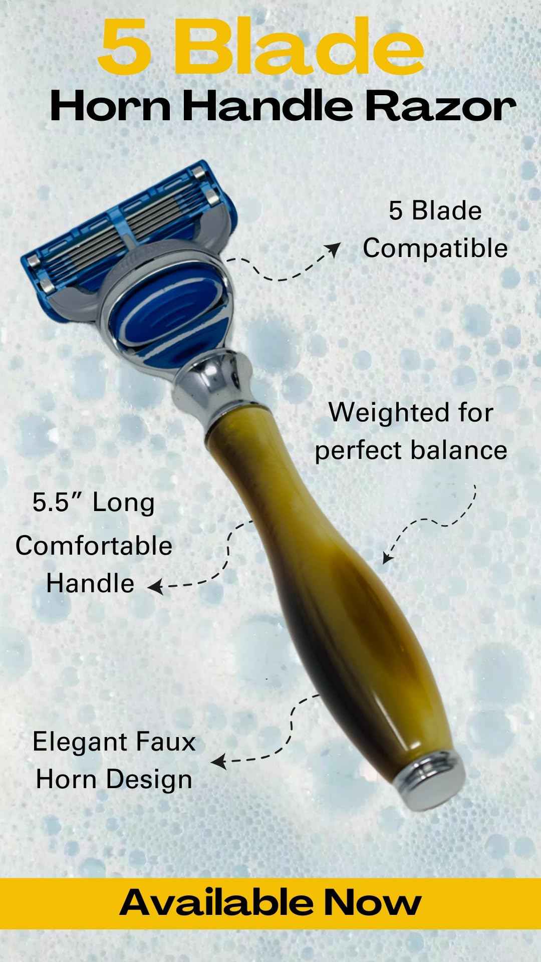 G.B.S 5 Blade Razor with Classic Horn Handle Christmas Gift Stocking Stuffer For Men
