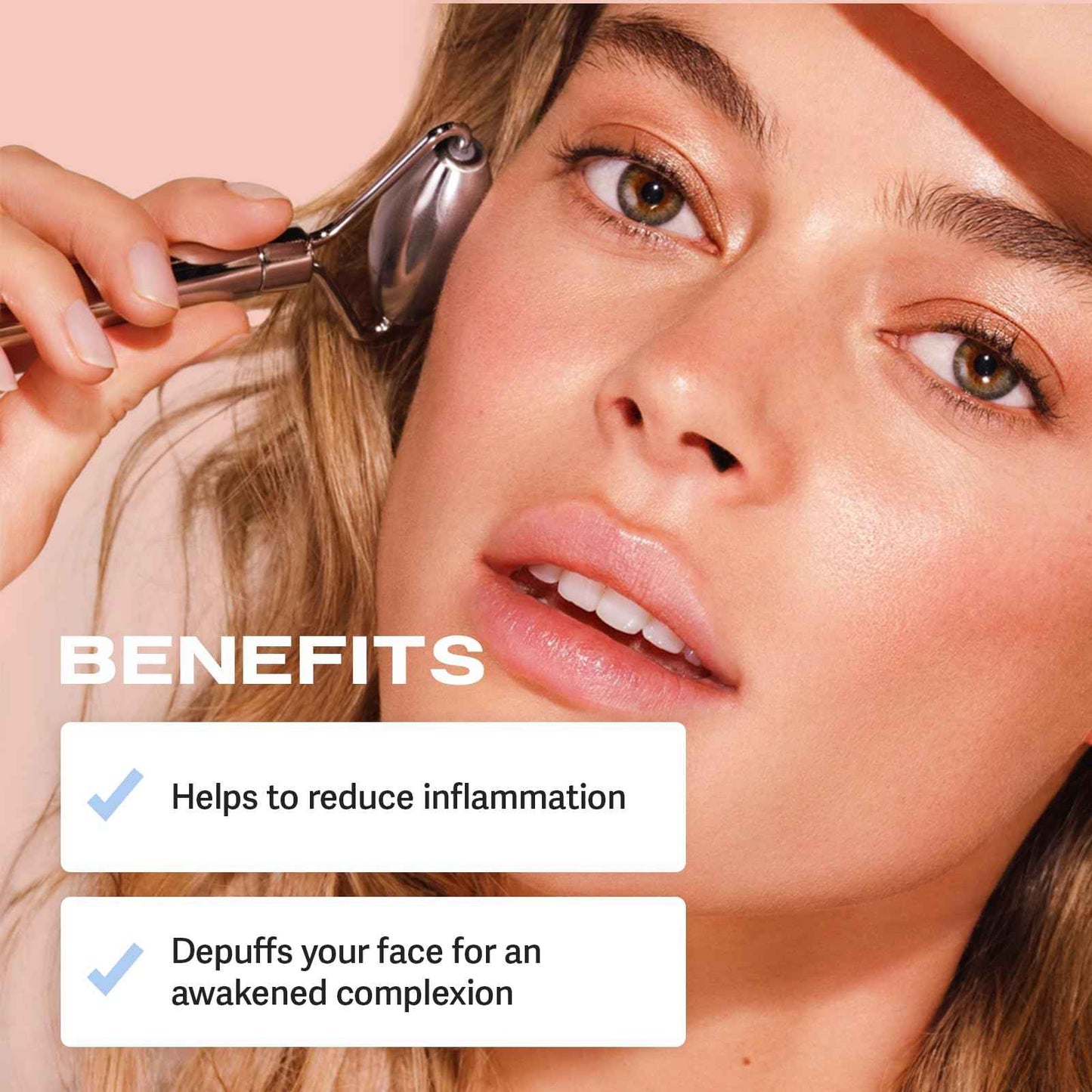 Sacheu Stainless Steel Face Roller Skin Care and Lymphatic Drainage — Cooling Metal Roller for Puffiness, Wrinkles, and Face Lifting, Dual-Sided Facial & Eye Massager with Travel Pouch