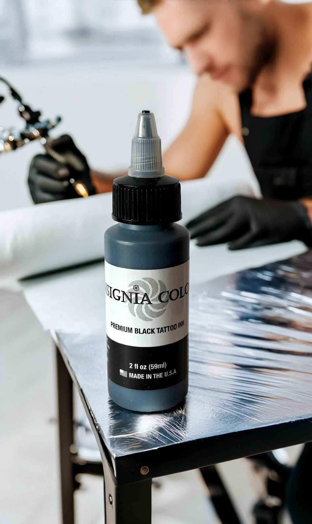 Insignia Color Premium Black Tattoo Ink, (2 OZ, Black) USA Made, Organic, Vegan and Cruelty-Free for Professional Artists, Great All-Purpose Ink for Lining & Shading