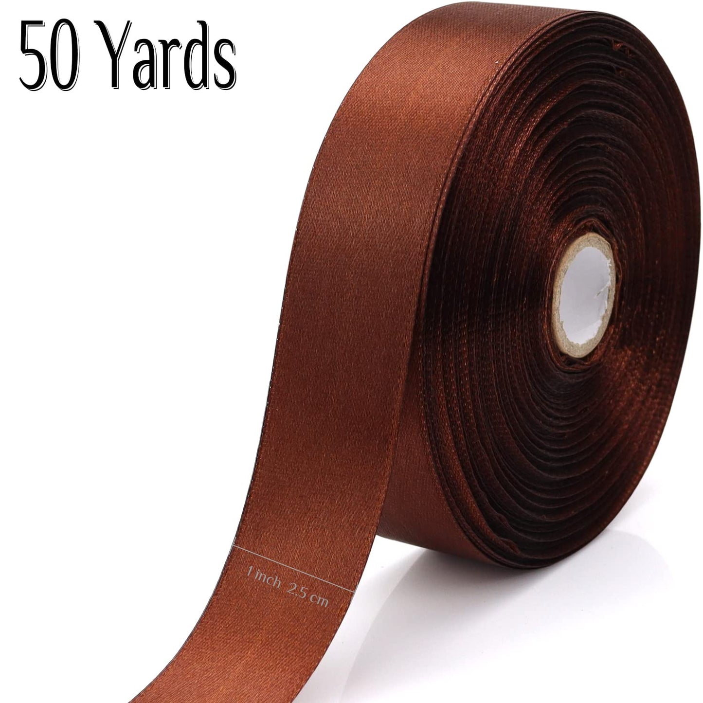 Nsilu 1 inch, Brown Ribbon for Gift Wrapping 50 Yards Perfect Wedding Party Wreath Sewing DIY Hair Accessories Decoration Floral Hair Balloons Other Projects