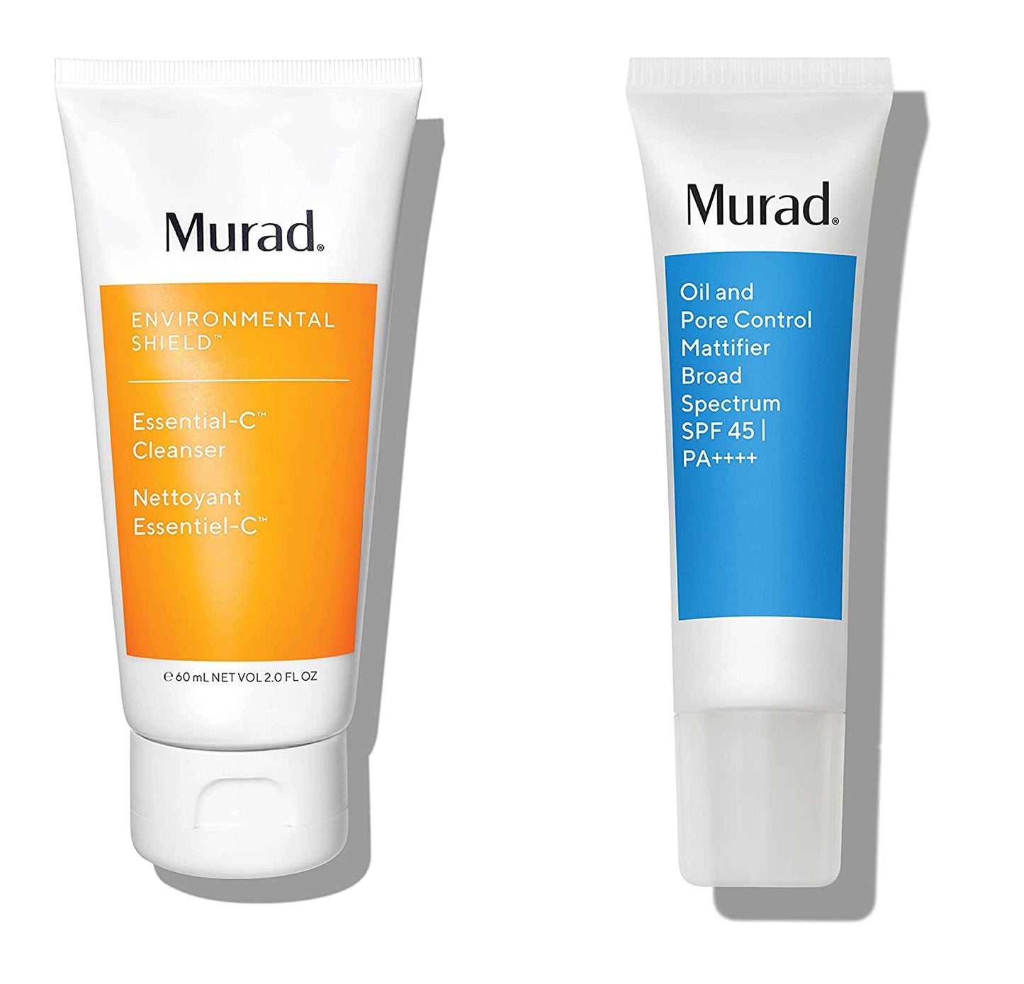 Murad Essential-C Bundle with Facial Cleanser - Vitamin & Antioxidant Rich Treatment, 2 Fl Oz and Oil & Pore Control Mattifier SPF 45 - Facial Moisturizer, 1.7 Fl Oz