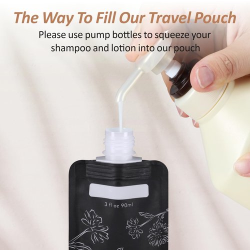 PACKISM Travel Containers for Liquids - 12 Pack Leak Proof 3oz TSA Approved Liquid Travel Pouches, Stand Up, Slim & Lightweight Design, Space Saving, Pack More Shampoo Conditioner Lotion Body Wash