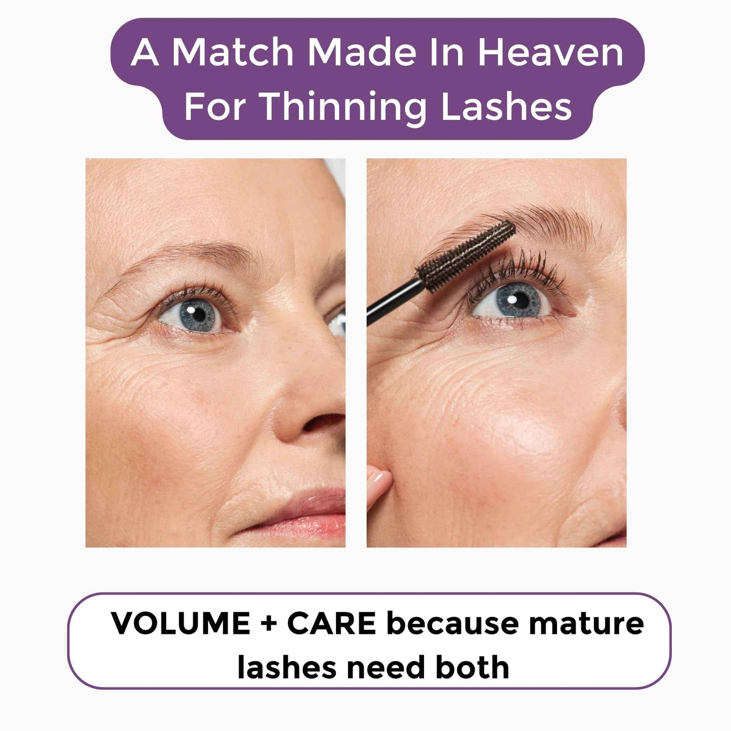 Rumi Cosmetiques VolumeCare+ Mascara For Mature Women - Extreme Length and Volume 2-in-1 Formula - No Clumps or Flaking, Long-Wearing, Hypoallergenic Mascara For Sensitive Eyes (Natural Black)