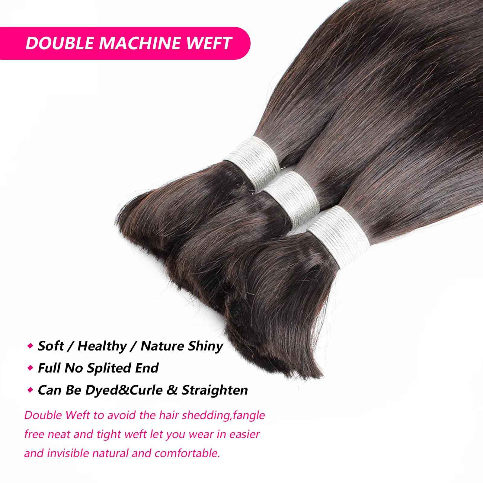 Human Braiding Hair for Boho Braids 20inch Straight Bulk Human Hair Extensions for Braiding No Weft Human Hair for Black Woman （1 Bundle 100g Natural Black）