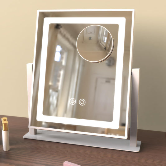 AMZNEVO Vanity Mirror with Lights, Lighted Makeup Mirror with Lights, 3 Color Lighting Modes, Dimmable,Detachable 5X Magnification Mirror and Smart Touch Control(12in, White)