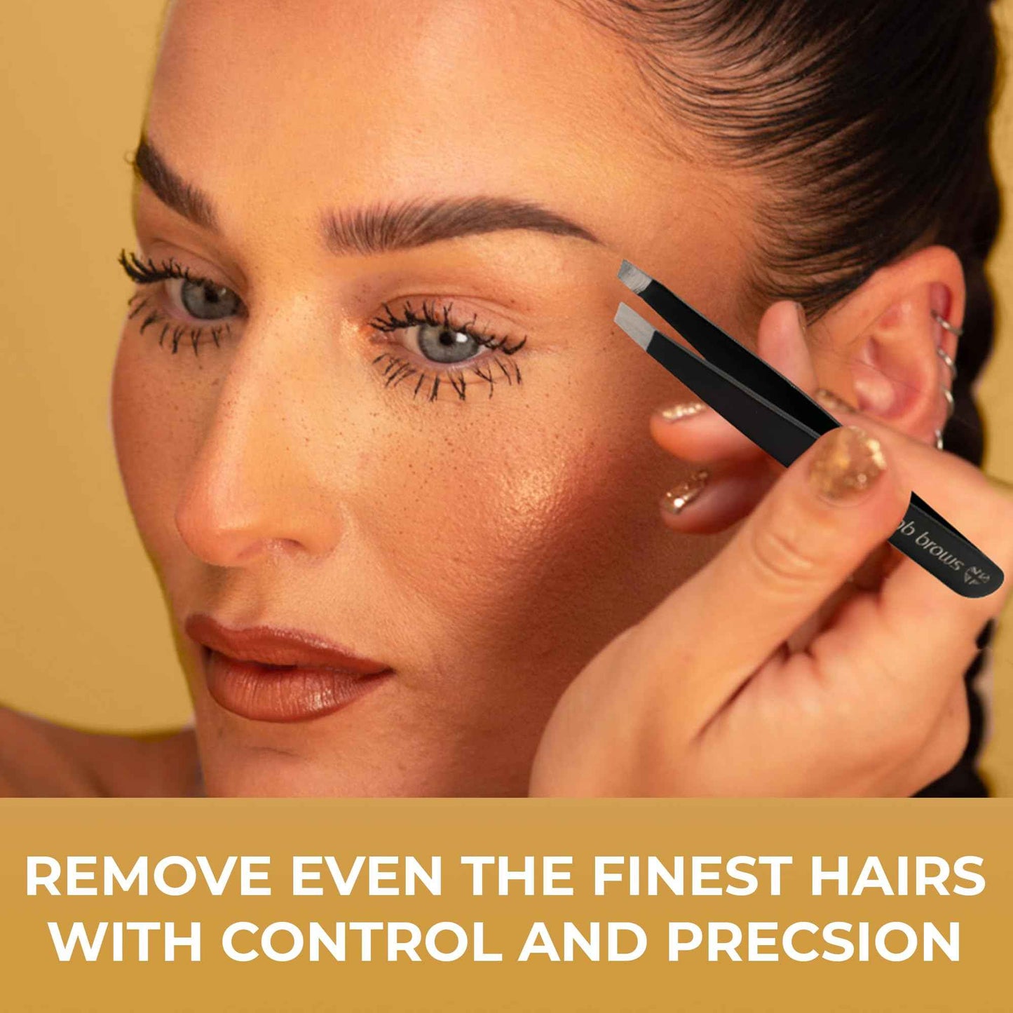 Fab Brows Professional-Grade Tweezers | Stainless Steel Eyebrow Tweezers for Women | Multipurpose Flat Tweezers for Facial Hair, Splinters, Ingrown Hair | Seamless Hair Plucking | Women's Grooming