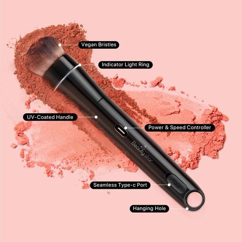 360° Electric Makeup Brush with 2 Replaceable Brush Heads, 2 Adjustable Speeds, Fast and Even Makeup Application, Time-Saving, Gift for Women