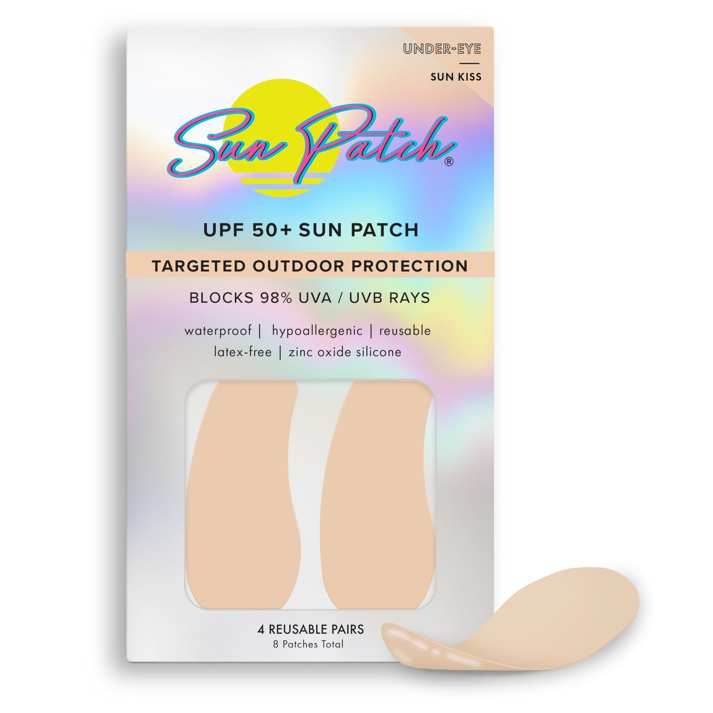 Sun Patch, Reusable Under Eye Sunblock Patches, 100% Silicone Sunscreen Under Eye Patches for UV Protection, Face Stickers with UPF 50, 1 Pack/4 Pairs, Sunkiss (Nude) (Golf, Surf, Swim, Ski & Snow)