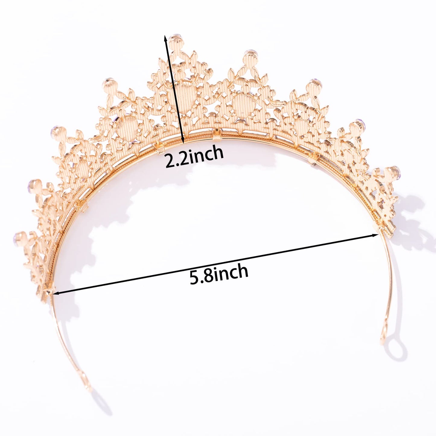 FORSEVEN Crystal Tiaras for Women, Wedding Tiaras and Crowns for Women Tiaras for Girls Birthday Party Princess Crown Hair Accessories Bride Rhinestone Headbands (Gold+Light Purple)