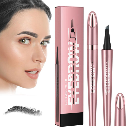 Kolvoii Microblading Eyebrow Pencil, 2024 New Eyebrow Tattoo Pencil, 3D Waterproof 4 Fork Tip Magic Eyebrow Pen, Natural Makeup Fine Stroke Long-Lasting Eyebrow Pencil Stay on All Day(Grey)