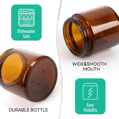 CAKKVDE 4 oz Amber Round Glass Jars with Black Lids 24 Pack- Portable Empty Glass Containers with Inner Liners for Cosmetic, Food Storage, Body Butters, Body Butter, Candle Jars