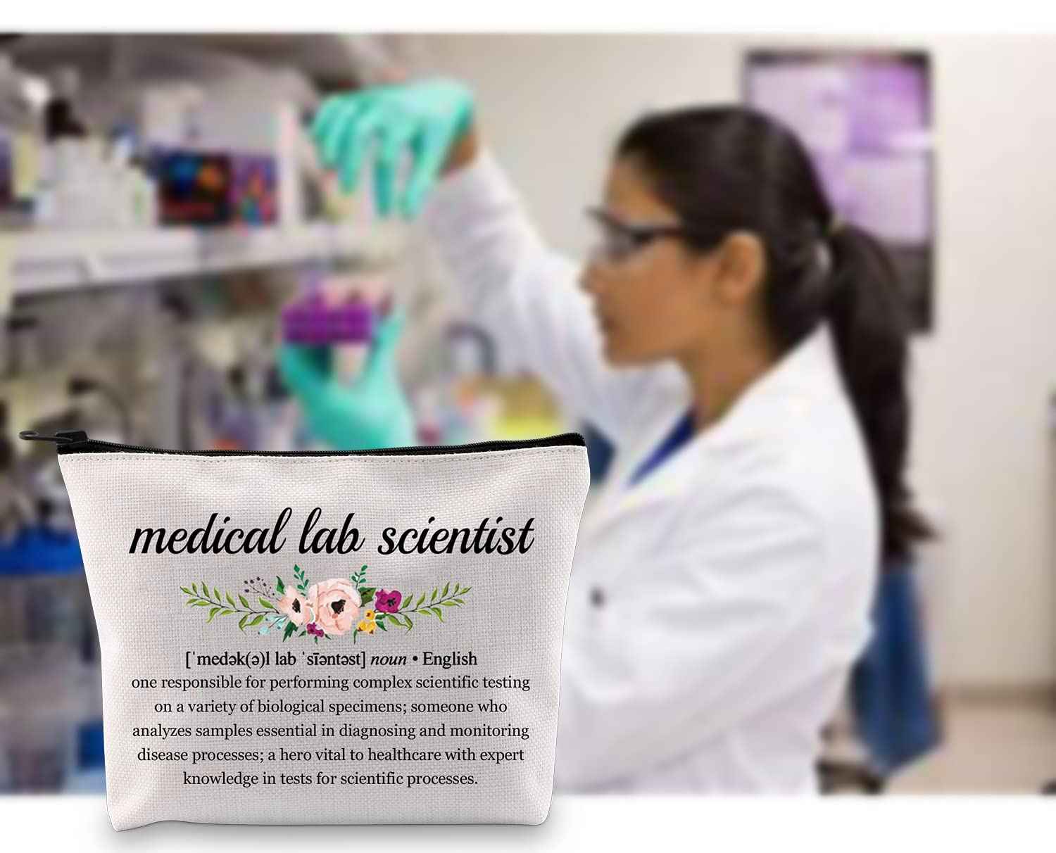 G2TUP Medical Lab Scientist Gift Medical Lab Scientist Definition Makeup Bag Lab Tech Cosmetic Bag Lab Technician Gift Science Geek Zipper Travel Bag (Medical Lab Scientist White Bag)