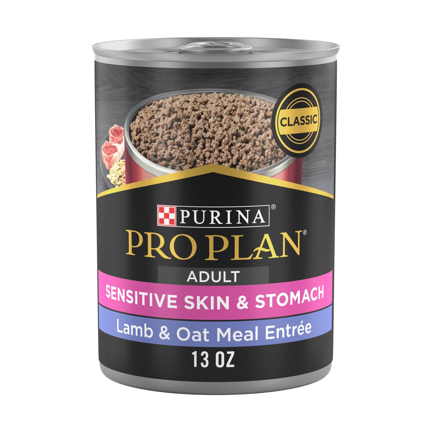 Purina Pro Plan Sensitive Skin and Stomach Wet Dog Food Pate Lamb and Oat Meal Entree - (Pack of 12) 13 oz. Cans