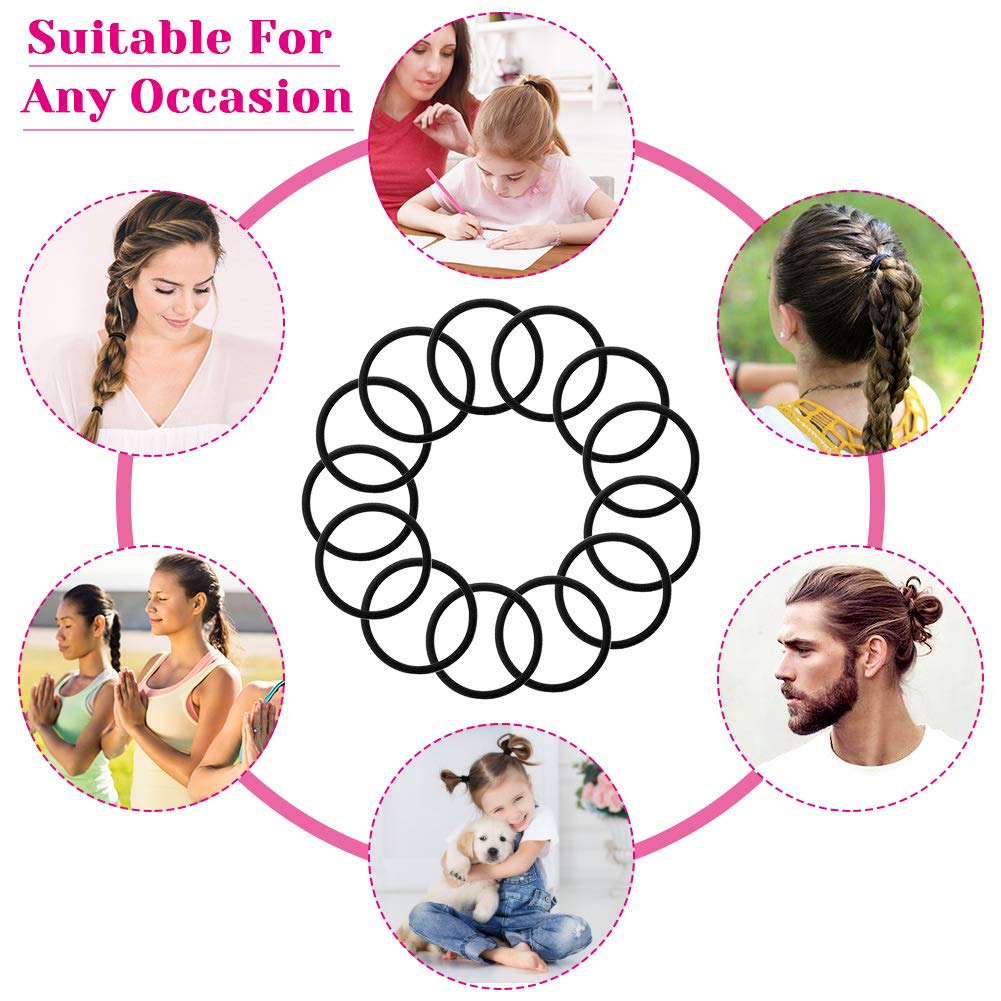 Anezus 250 Pcs Black Elastics Small Hair Ties Elastics Small Hair Rubber Bands Accessories Ponytail Holders for Women Girls Baby Toddlers Men with Thick Straight Curly Hair, 3 mm