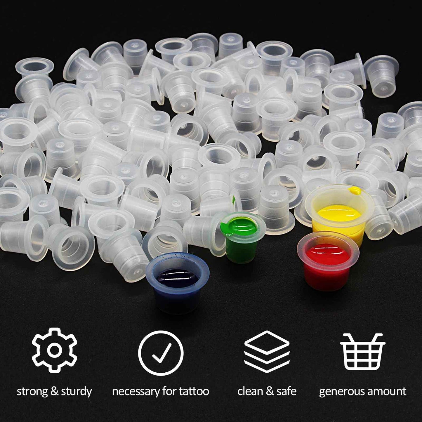 WZPB Ink Caps - 300Pcs Large Tattoo Ink Cups 15MM Ink Caps Pigment Cups Disposable Cups for Tattoo Ink Supplies