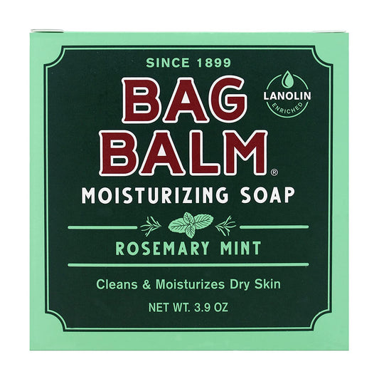 Bag Balm Vermont's Original Mega Moisturizing Soap Bar, Body Soap Bars - Sensitive Skin Soap, Soap for Dry Skin - Rosemary Mint Scented Bars of Soap - 3.9oz, 3 Pack