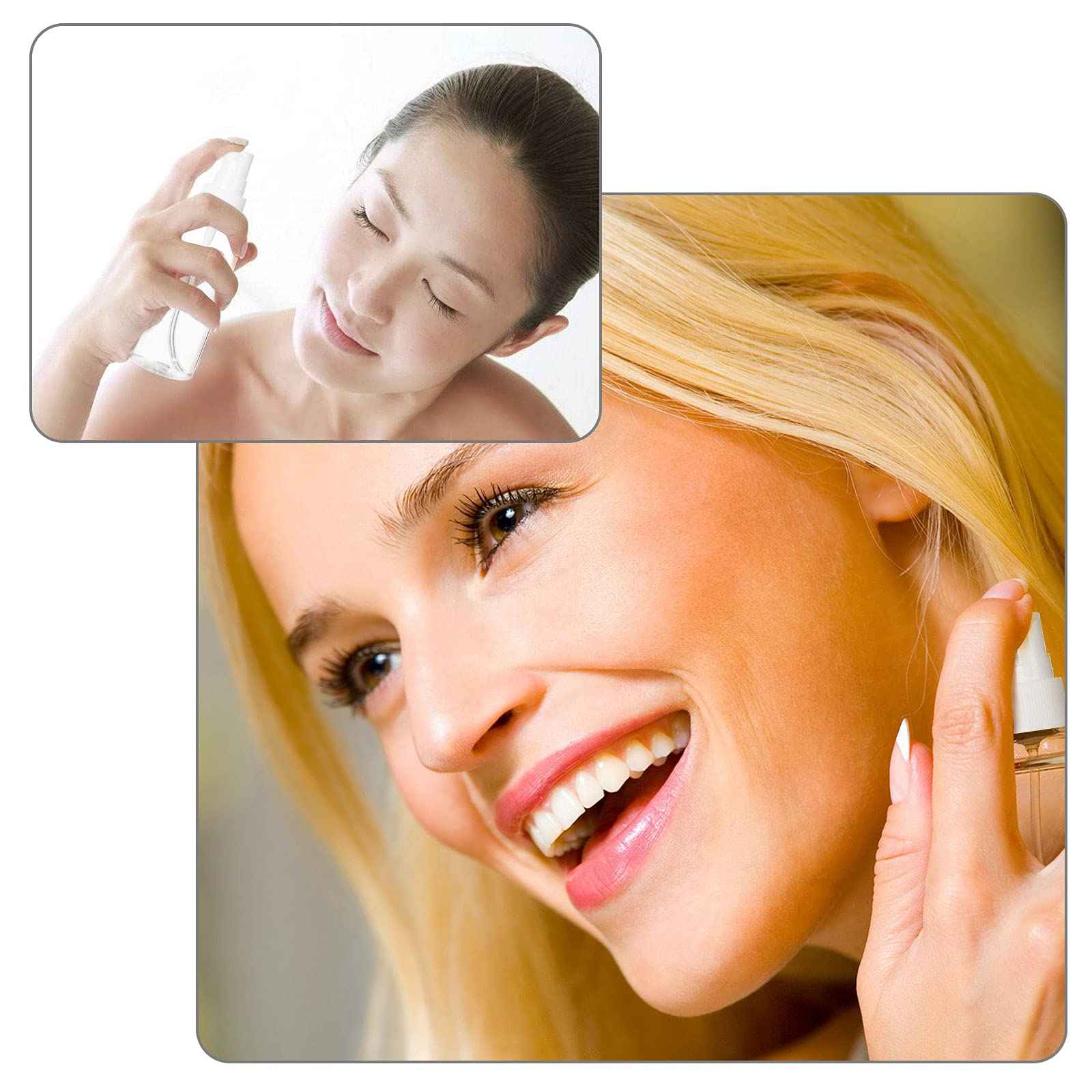 APACALI 50pcs 2 Oz Clear Fine Mist Spray Bottles, Reusable, Leak-Proof, Mini Travel Empty Spray Bottles for Perfume, Plant, etc. (60ml)