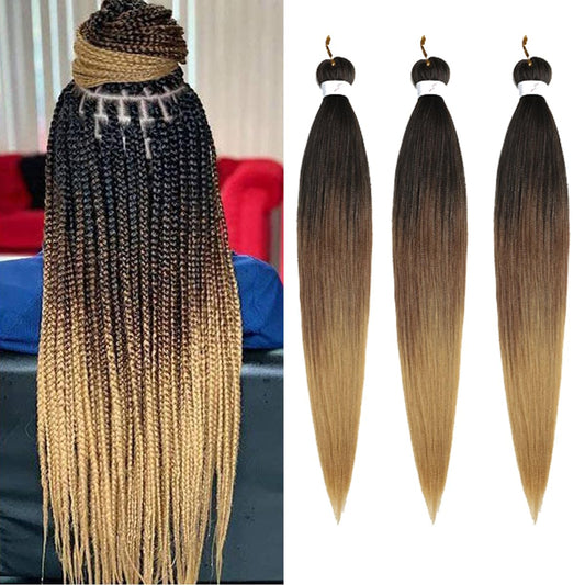 Pre Stretched Braiding Hair Professional Crochet Braid Hair 30 Inch 3 Packs Soft Synthetic Braiding Hair Extensions for Twist Senegalese Crochet Hair(30",1B/Brown/Light Brown)