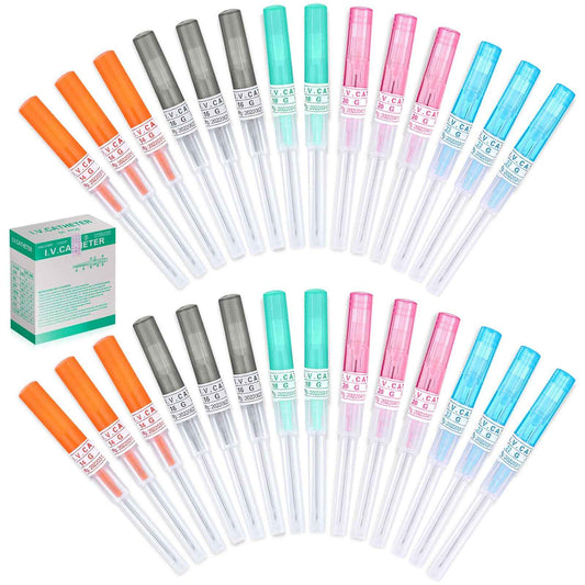 50Pcs Piercing Needles 14g 16g 18g 20g 22g IV Catheter Needles for Ear Nose Lip Tongue Belly Nipple Cartilage Piercings Disposable Stainless Steel Hollow Body Piercing Needles Tool