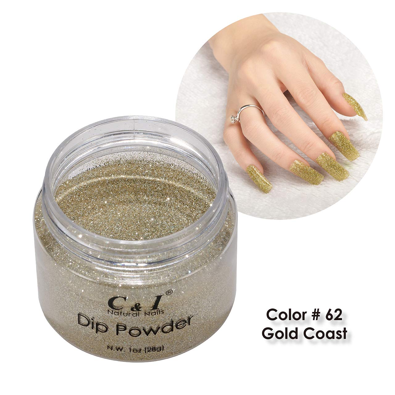 C & I Dip Powder Color No.062 Gold Coast, Pearl Shine Color System, 28g