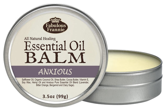 Fabulous Frannie Anxious Healing Balm Made with Pure Essential Oils and Organic Coconut Oil, Shea Butter, Cocoa Butter, Vitamin E and Hemp Oils 3.5oz Tin