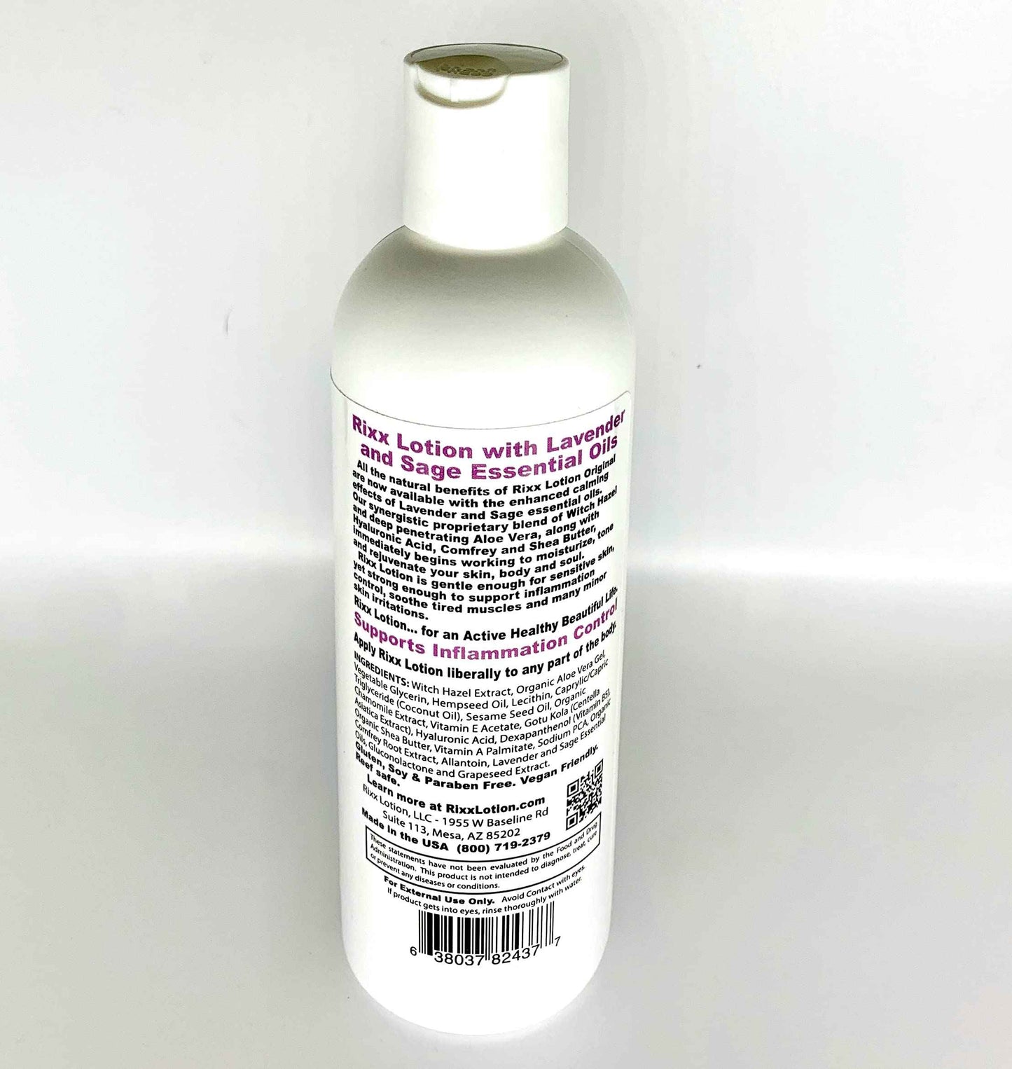 Rixx Lotion Lavender Sage Natural Herbal Blend (Sport Cap) with Witch Hazel, Aloe Vera, Shea Butter, Hyaluronic Acid & Essential Oils. Moisturizer and Skin Toner for Face and Body