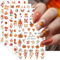 5 Sheets Autumn Maple Leaves Nail Art Stickers Squirrel Pumpkin Nail Decals 3D Self-Adhesive Thanksgiving Pumpkin Nail Sticker Cute Fox Mushroom Nail Supplies for Women Girls DIY Manicure Decoration