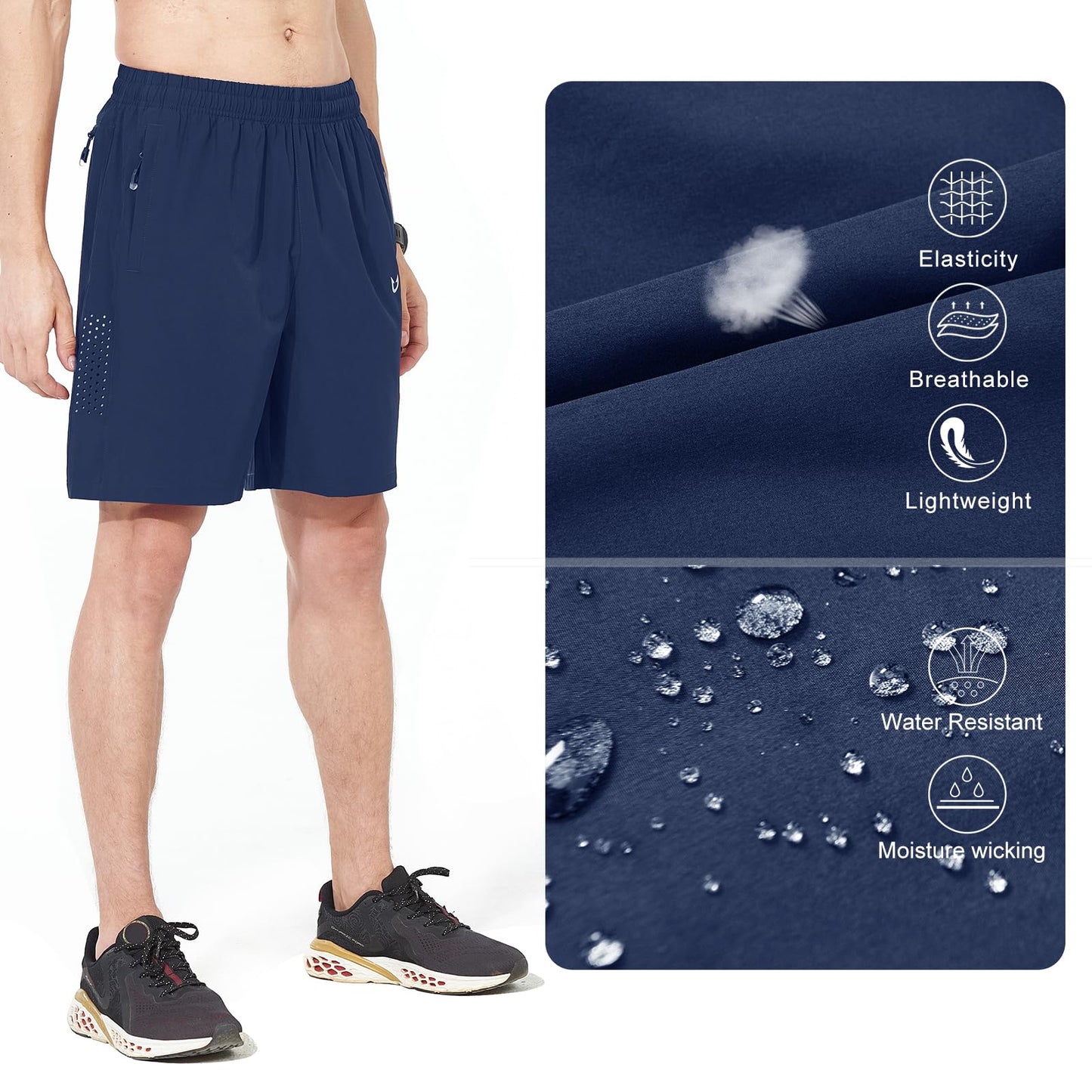 NORTHYARD Men's Athletic Running Shorts Quick Dry Workout Shorts 7"/ 5"/ 9" Lightweight Sports Gym Basketball Shorts Hiking Exercise DARKBLUE S