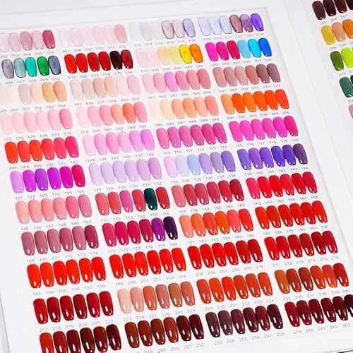 Acycoin2A 528 Nail Gel Polish Display Chart Acrylic Nail Art Sample Book Salon Color Exhibit Tools Showing Shelf with False Tips and Number Sticker