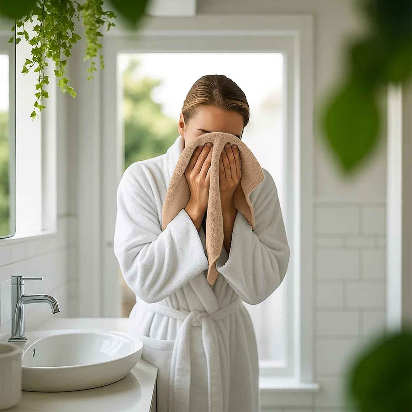 RIVERSIDE 12 Pack Washcloths - 12x12 Inches, 400 GSM, 100% Ring-Spun Cotton - Soft, Absorbent & Durable Face and Body Towels - for Bathroom, Spa, Gym, Makeup Removal & Everyday Use - Tan