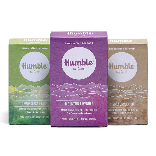 HUMBLE BRANDS Handcrafted Bar Soap, Organic Cold Processed Soap Bars, Moisturizing Face & Body Cleanser - Herbal & Fresh Variety Pack - 3 pack