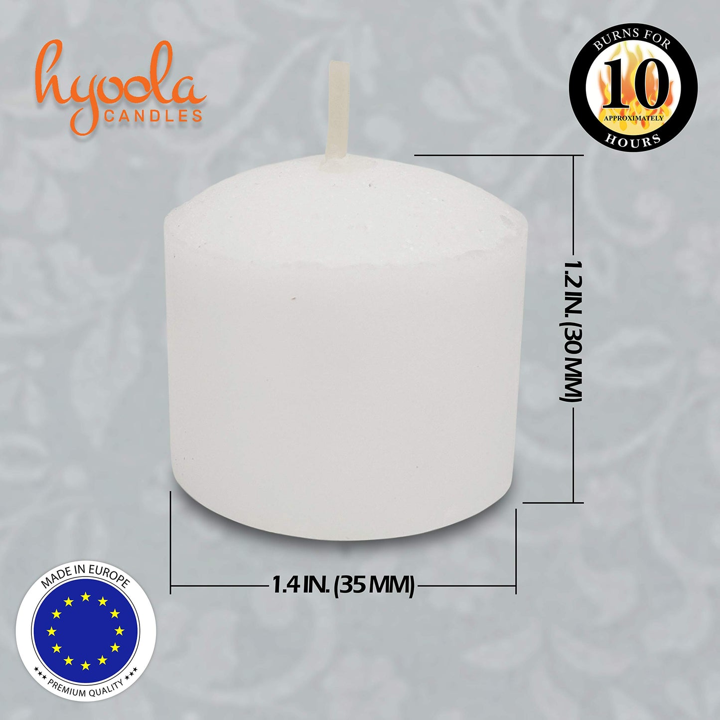 Hyoola Votive Candles - 10 Hour Burn Time - Unscented Candles Votives Bulk - Pack of 100 White Candles - European Made