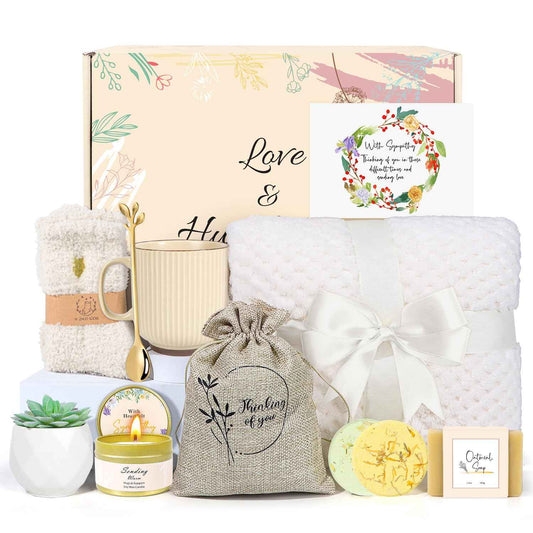 Sympathy Gift Baskets for Women, Care Package for Grieving Friend, Sorry for Your Loss Gift Basket, Get Well Soon Gift Basket for Sick Friends After Surgery Feel Better Gifts Thinking of You Gift