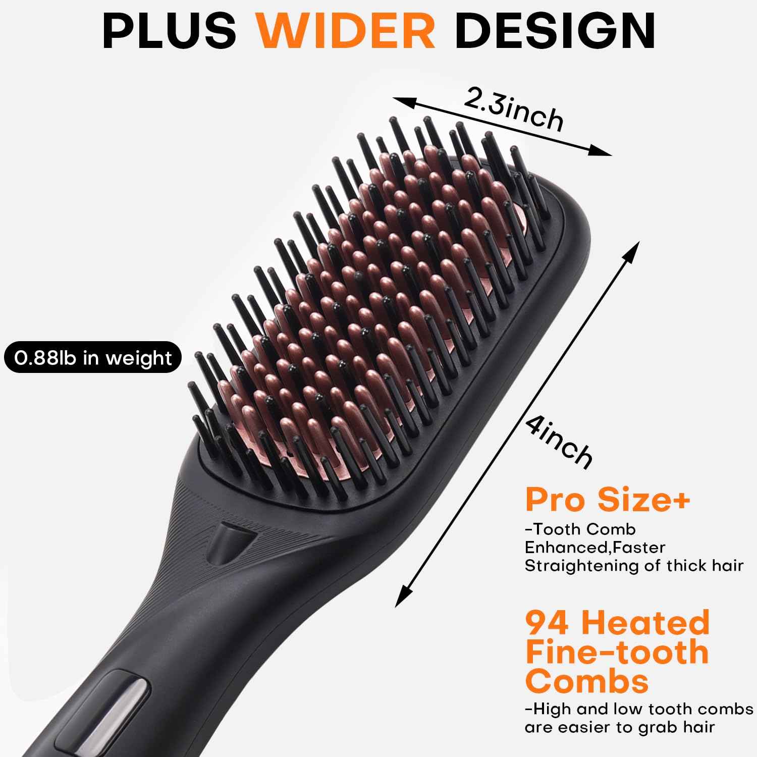 Hair Straightener Brush- Hair straighteners for Women, Ceramic Ionic Straightener Comb with Less Frizz | 20s Fast Heating | 2 in 1 Flat Iron Brush Dual Voltage Travel, Black
